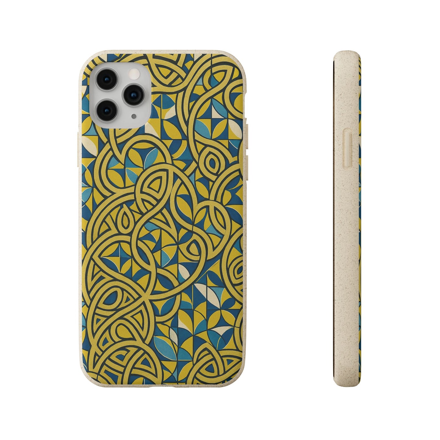 Yellow & Blue Abstract Doodle - Biodegradable Case