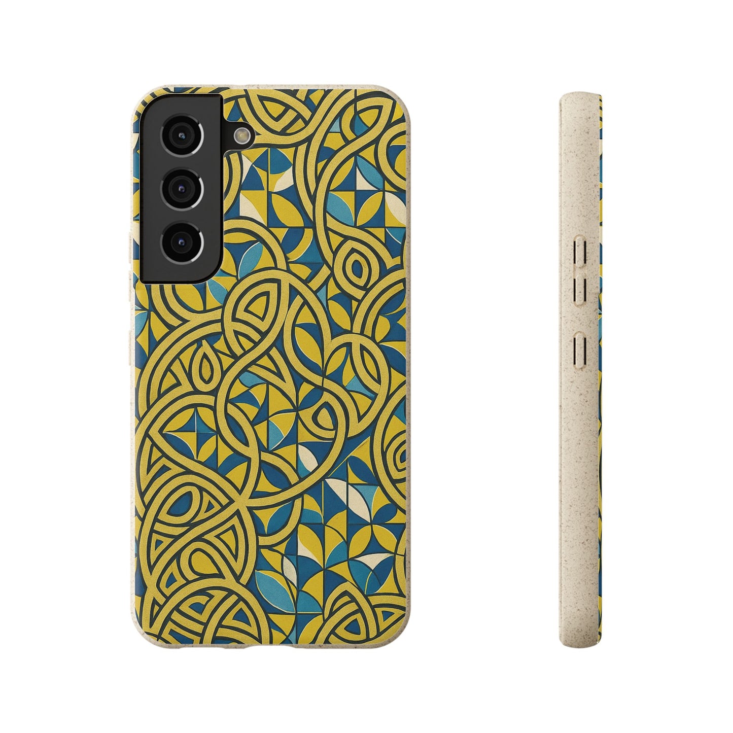Yellow & Blue Abstract Doodle - Biodegradable Case