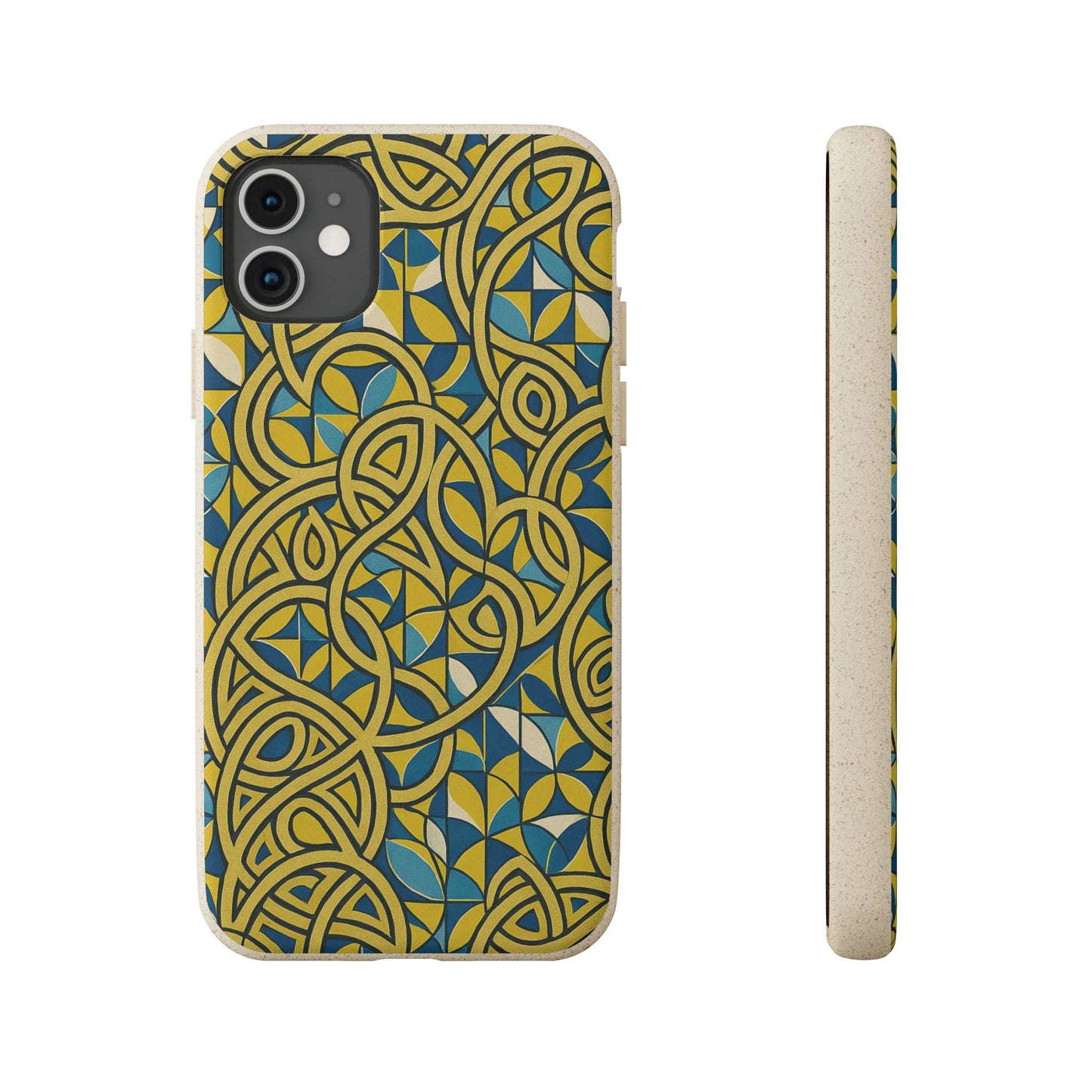 Yellow & Blue Abstract Doodle - Biodegradable Case