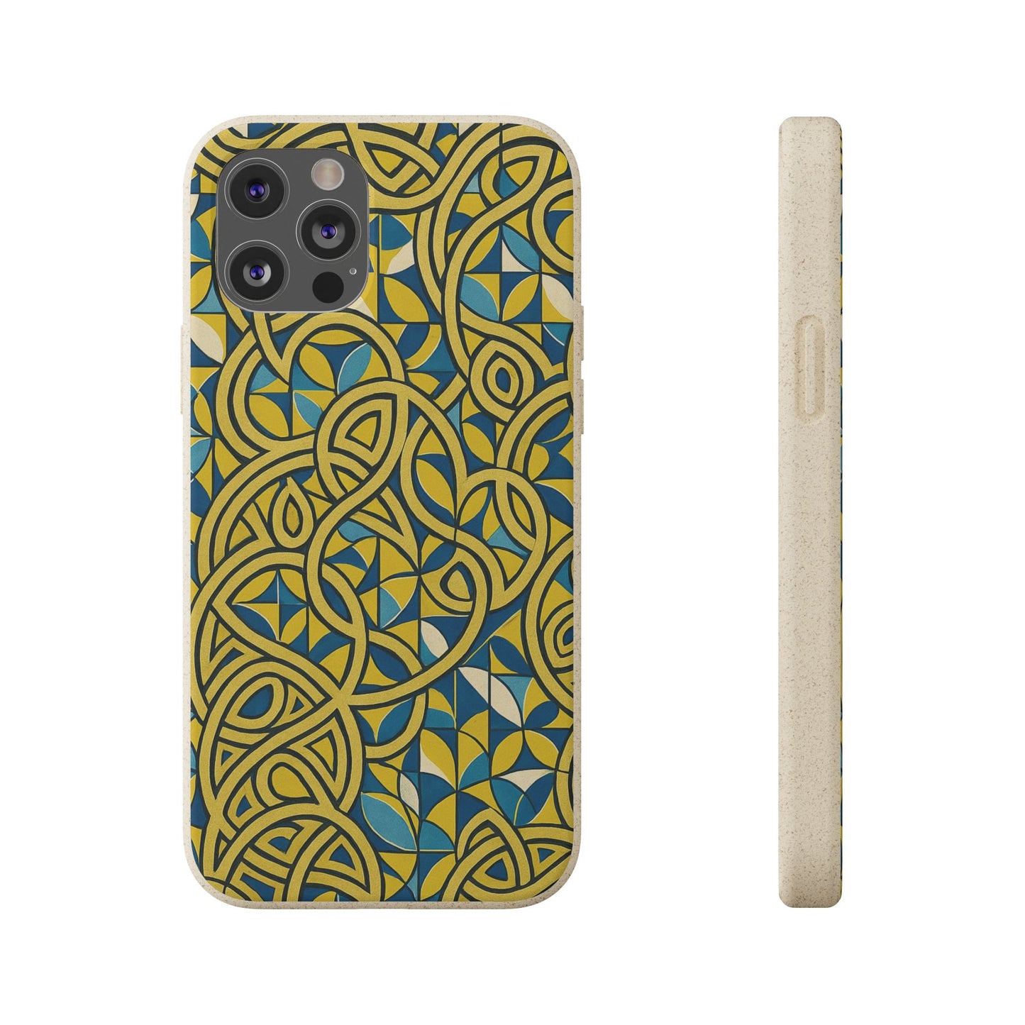 Yellow & Blue Abstract Doodle - Biodegradable Case