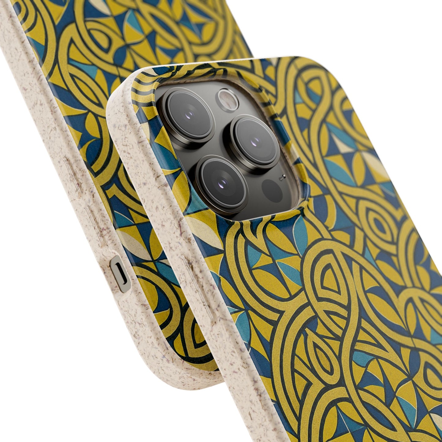 Yellow & Blue Abstract Doodle - Biodegradable Case