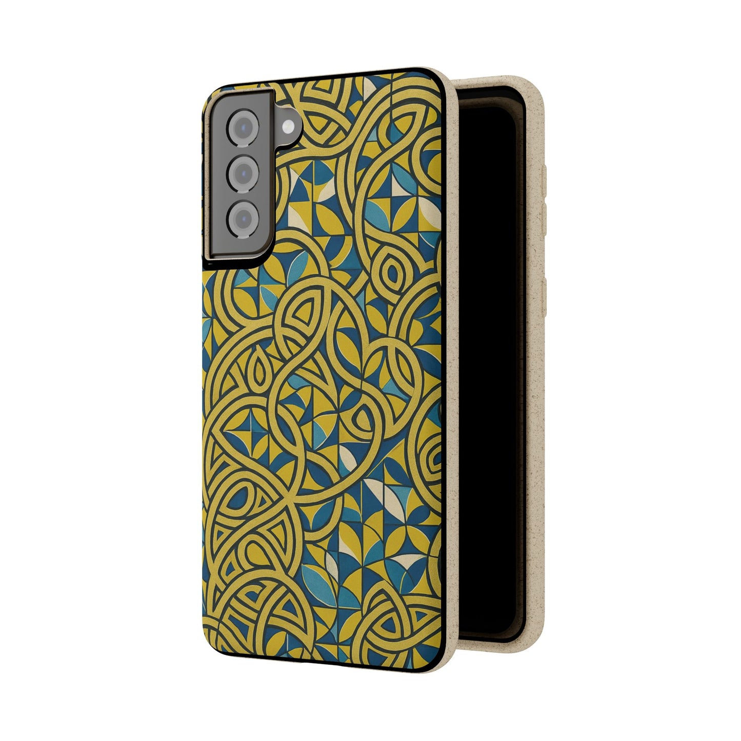 Yellow & Blue Abstract Doodle - Biodegradable Case
