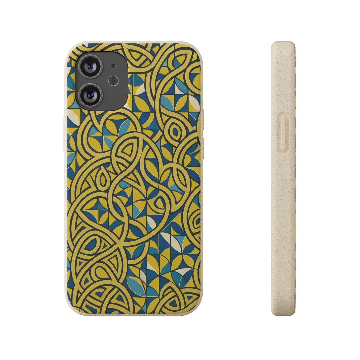 Yellow & Blue Abstract Doodle - Biodegradable Case