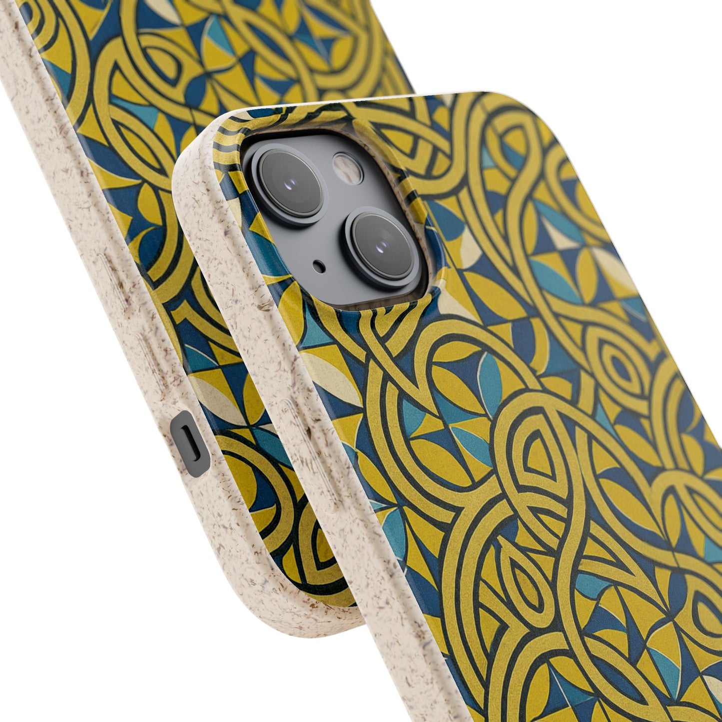 Yellow & Blue Abstract Doodle - Biodegradable Case