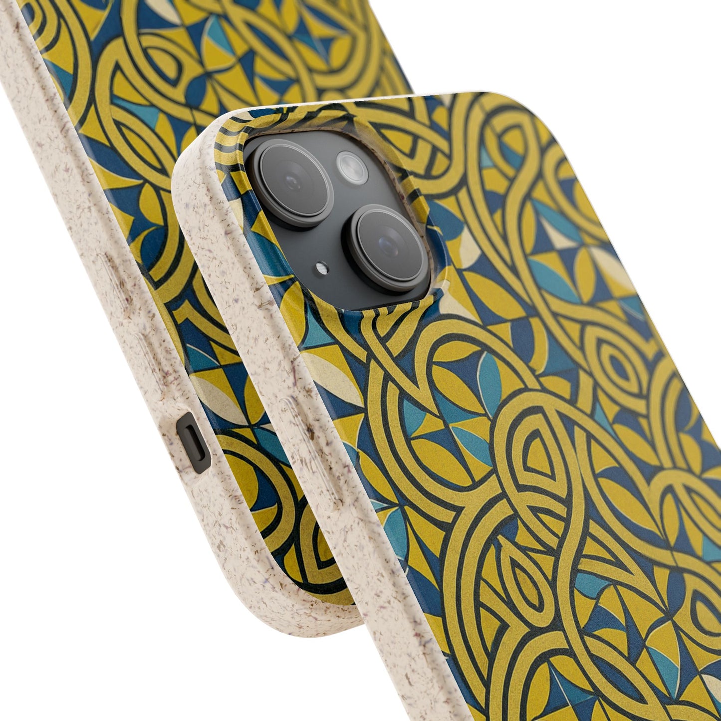 Yellow & Blue Abstract Doodle - Biodegradable Case