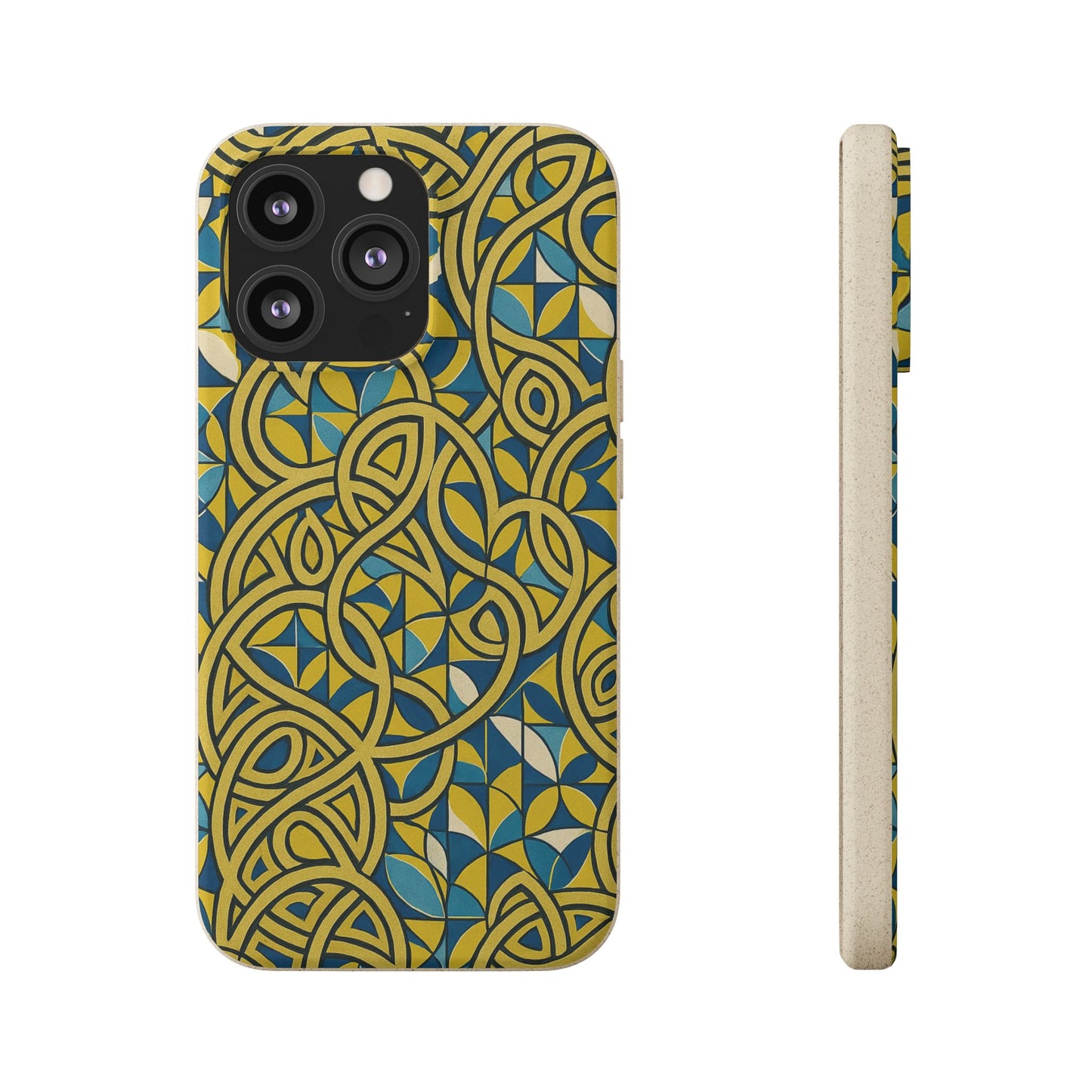 Yellow & Blue Abstract Doodle - Biodegradable Case
