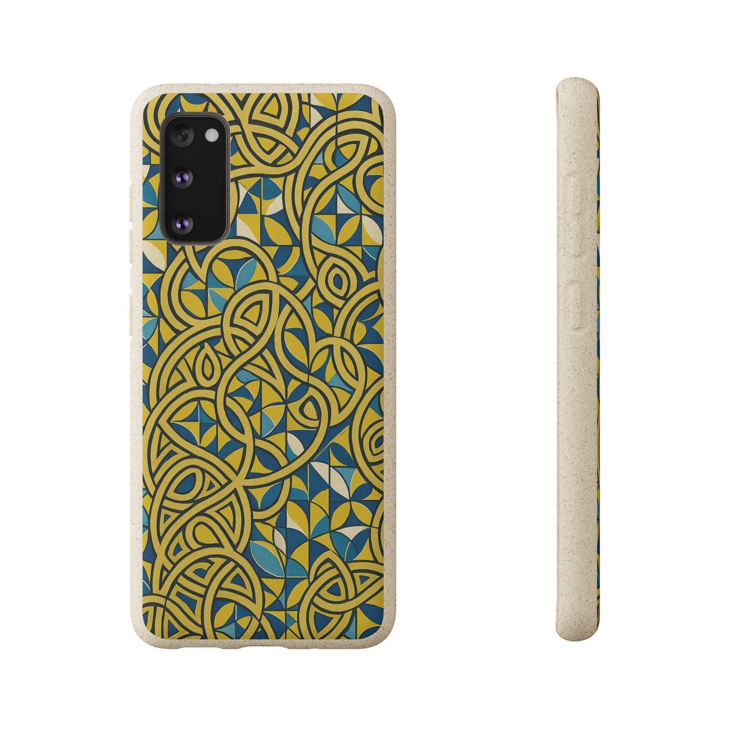 Yellow & Blue Abstract Doodle - Biodegradable Case