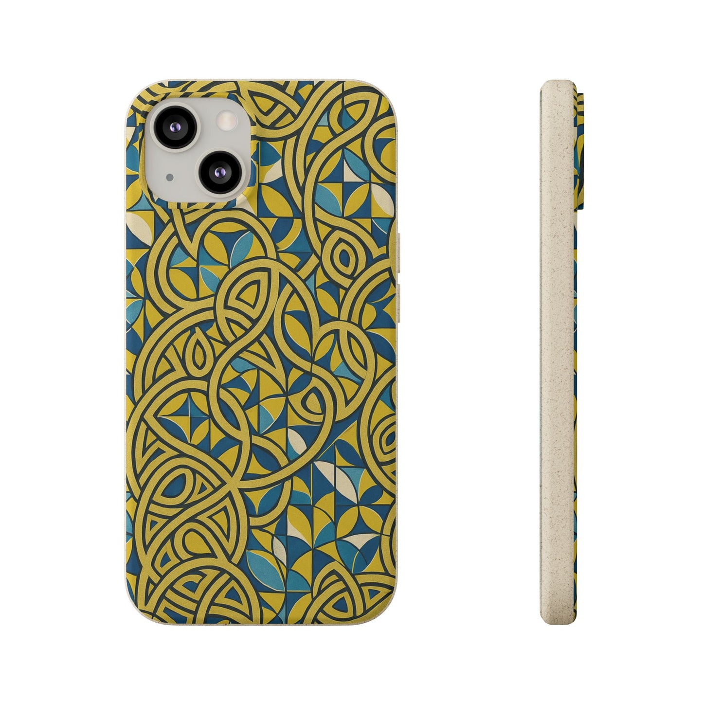 Yellow & Blue Abstract Doodle - Biodegradable Case