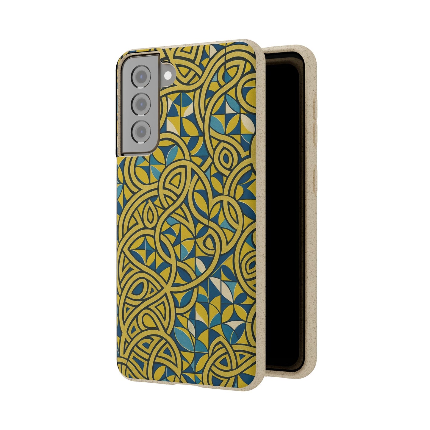Yellow & Blue Abstract Doodle - Biodegradable Case