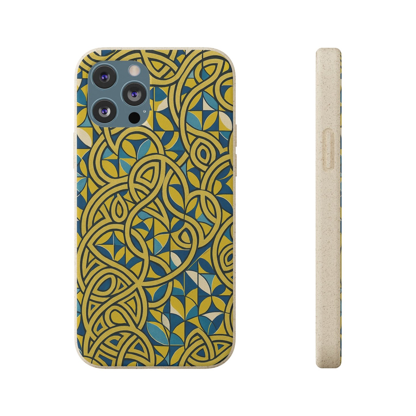 Yellow & Blue Abstract Doodle - Biodegradable Case