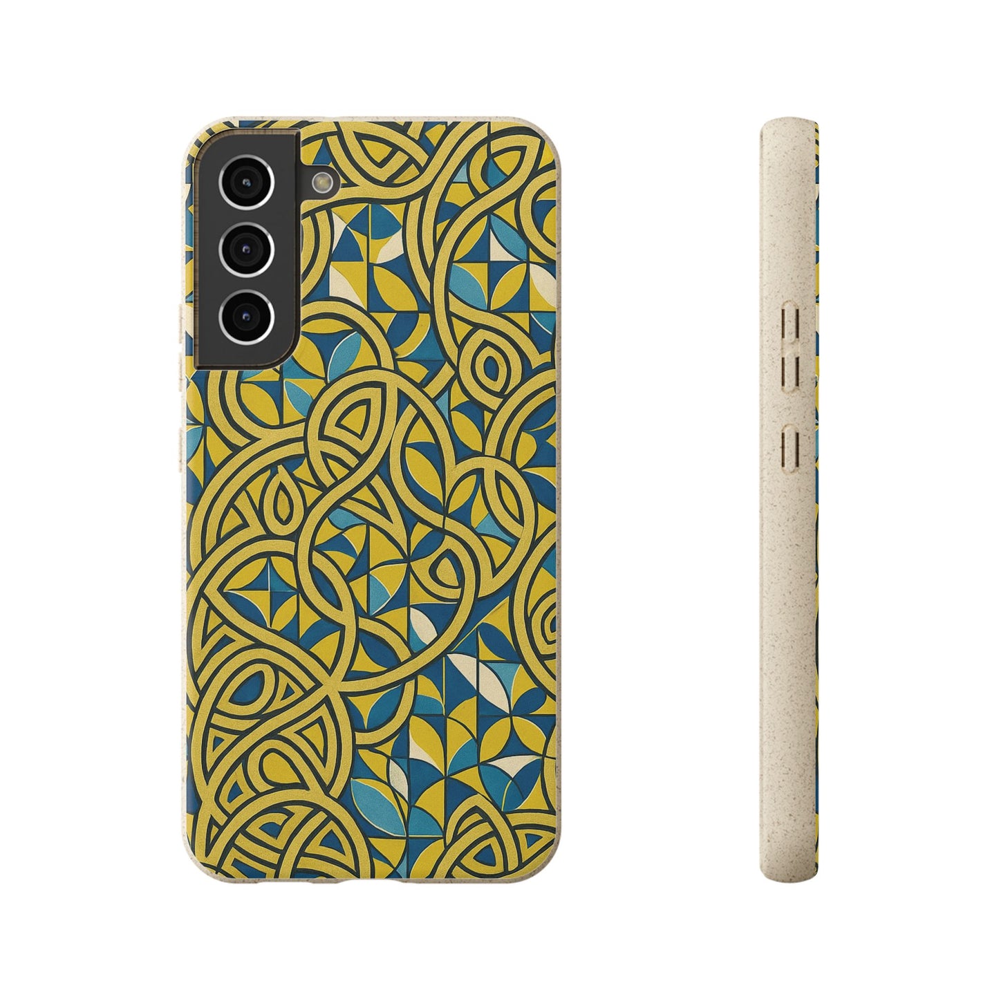 Yellow & Blue Abstract Doodle - Biodegradable Case