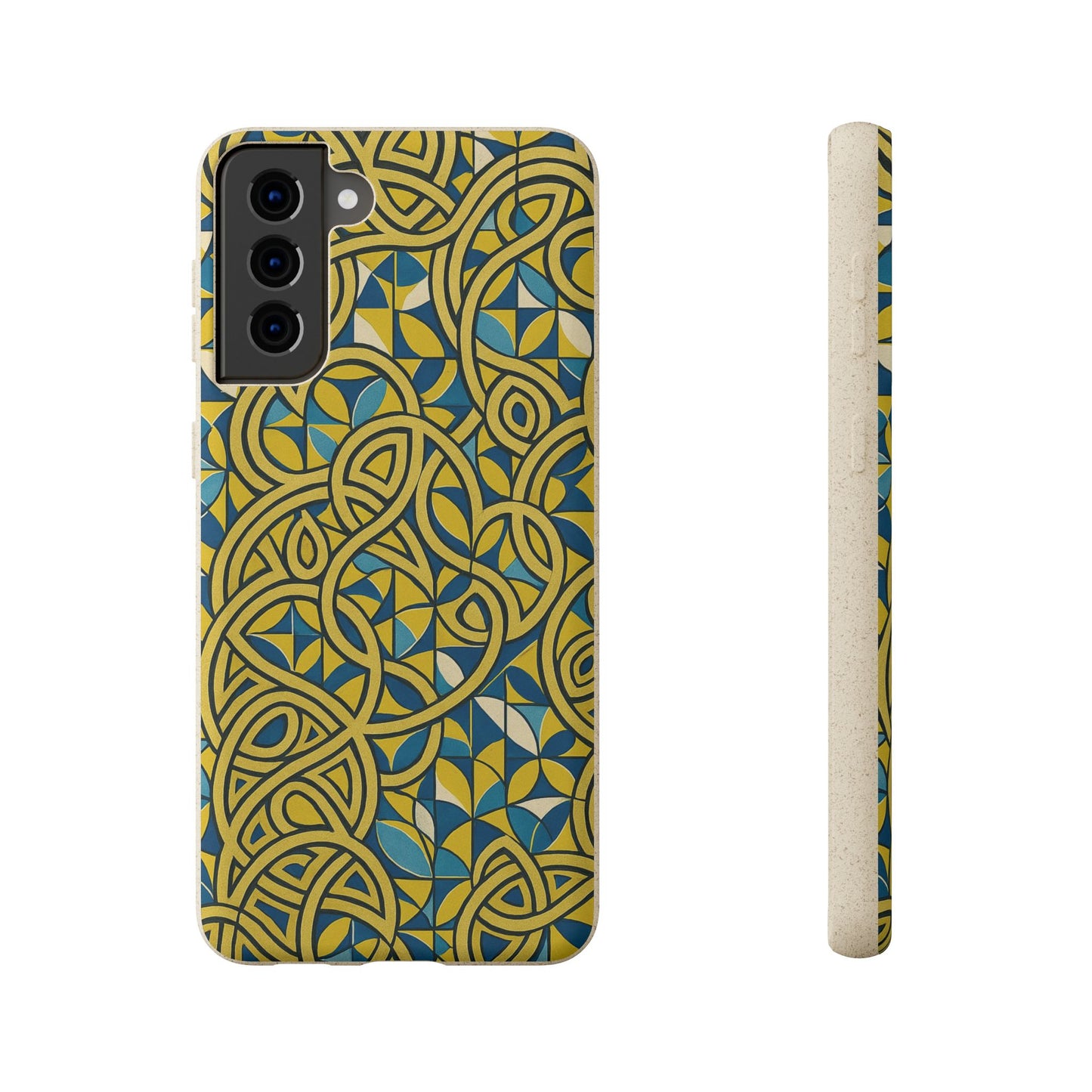 Yellow & Blue Abstract Doodle - Biodegradable Case