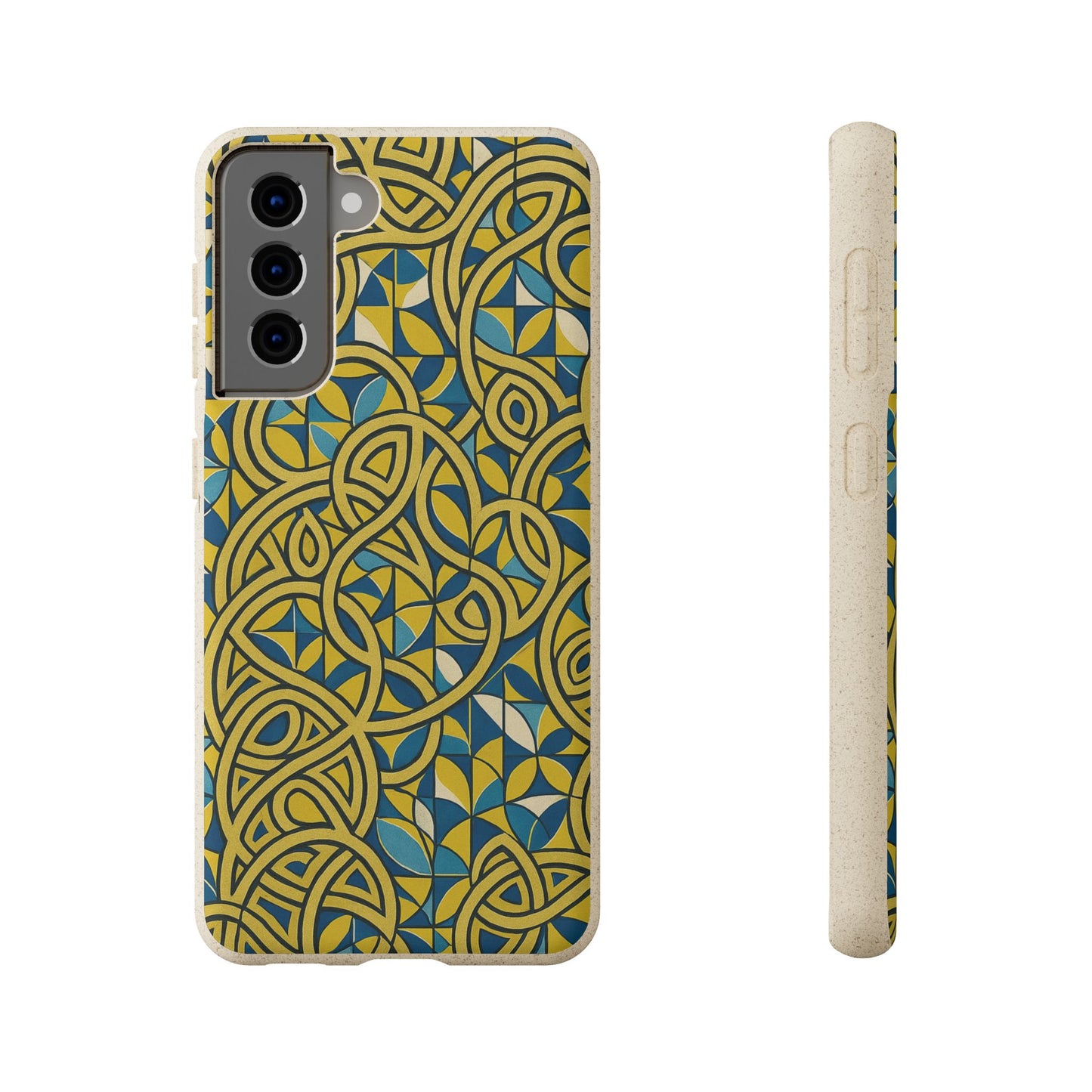 Yellow & Blue Abstract Doodle - Biodegradable Case