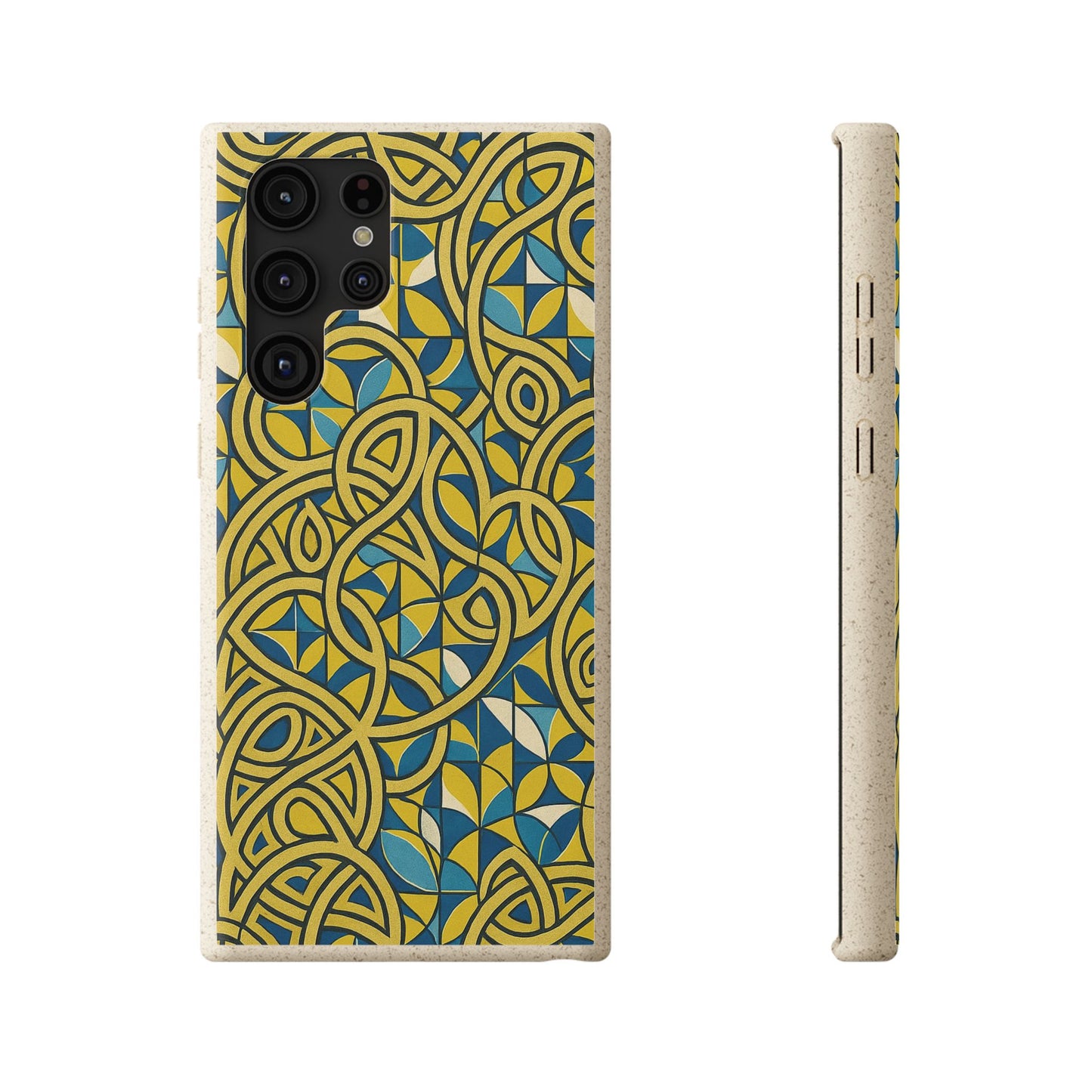 Yellow & Blue Abstract Doodle - Biodegradable Case