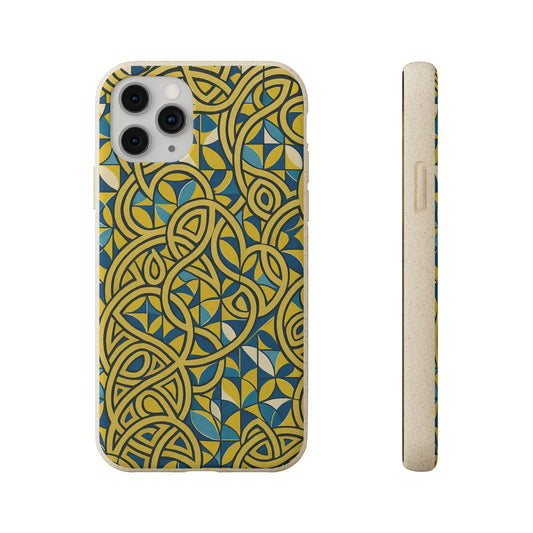 Yellow & Blue Abstract Doodle - Biodegradable Case